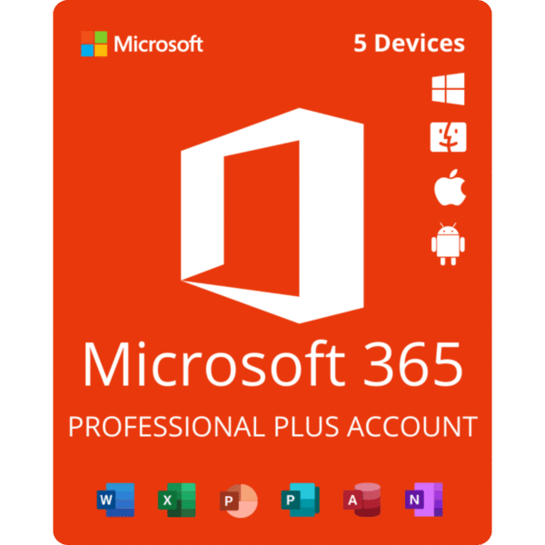 Microsoft Office 365 Pro Plus – 5 DEVICES – Lifetime Account